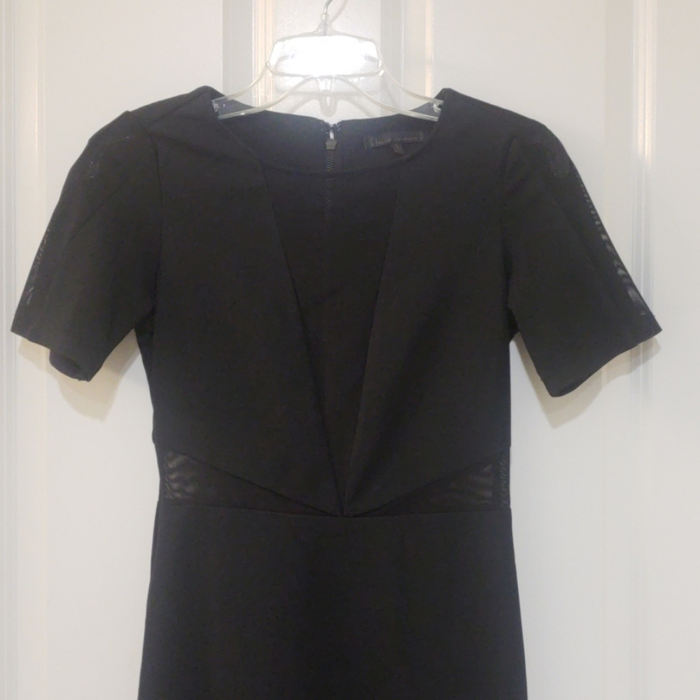 Black mini dress with mesh inserts